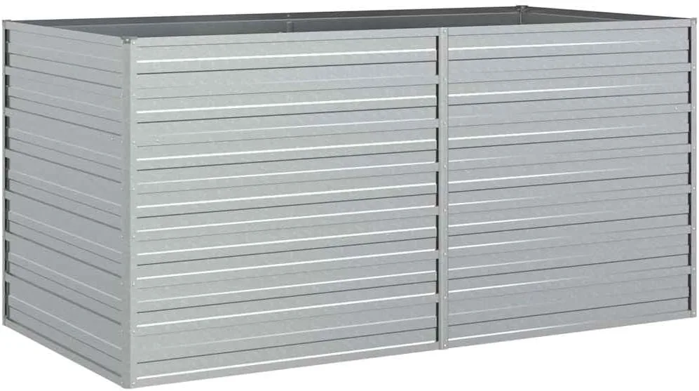 vidaXL Garten Hochbeet Pflanzbeet Gemüsebeet Pflanzkasten Blumenbeet Blumenkasten Frühbeet Pflanzkübel Blumenkübel 160x80x77cm Verzinkter Stahl Silbern - Bild 1
