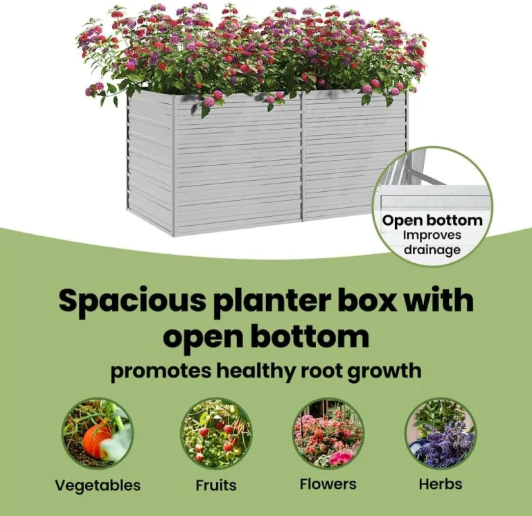 vidaXL Garten Hochbeet Pflanzbeet Gemüsebeet Pflanzkasten Blumenbeet Blumenkasten Frühbeet Pflanzkübel Blumenkübel 160x80x77cm Verzinkter Stahl Silbern – Bild 7