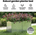 vidaXL Garten Hochbeet Pflanzbeet Gemüsebeet Pflanzkasten Blumenbeet Blumenkasten Frühbeet Pflanzkübel Blumenkübel 160x80x77cm Verzinkter Stahl Silbern - Thumbnail 6