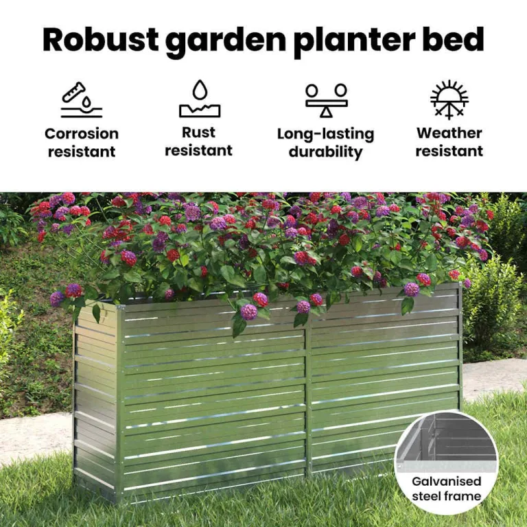 vidaXL Garten Hochbeet Pflanzkasten Pflanzbeet Gemüsebeet Blumenbeet Blumenkasten Frühbeet Gartenbeet Blumenkübel Pflanzkübel 160x40x77cm Verzinkter Stahl Silbern – Bild 5