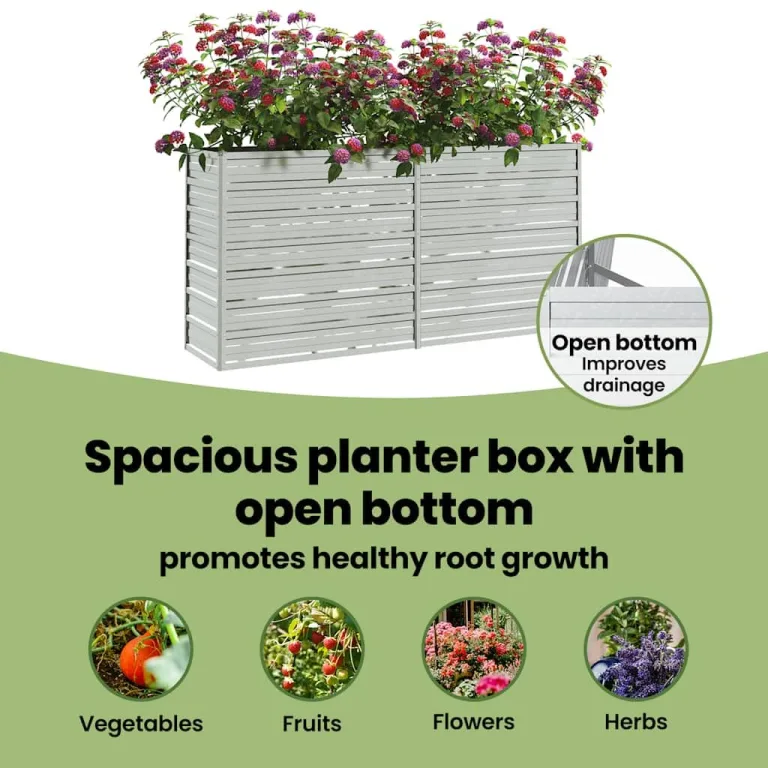 vidaXL Garten Hochbeet Pflanzkasten Pflanzbeet Gemüsebeet Blumenbeet Blumenkasten Frühbeet Gartenbeet Blumenkübel Pflanzkübel 160x40x77cm Verzinkter Stahl Silbern – Bild 6