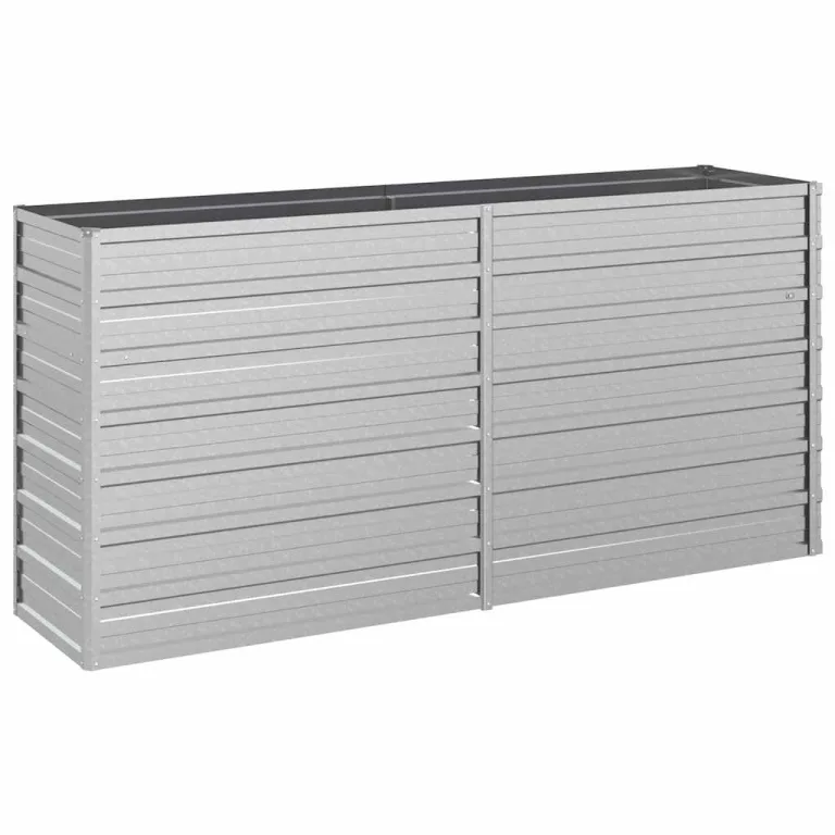 vidaXL Garten Hochbeet Pflanzkasten Pflanzbeet Gemüsebeet Blumenbeet Blumenkasten Frühbeet Gartenbeet Blumenkübel Pflanzkübel 160x40x77cm Verzinkter Stahl Silbern – Bild 1