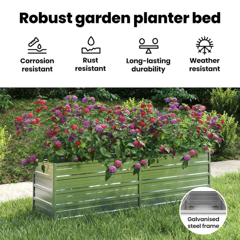vidaXL Garten Hochbeet Pflanzkasten Pflanzbeet Gemüsebeet Blumenbeet Blumenkasten Frühbeet Gartenbeet Blumenkübel Pflanzkübel 160x40x45cm Verzinkter Stahl Silbern – Bild 5