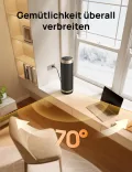 Dreo Heizlüfter Energiesparend, PTC Keramik Heizlüfte Leise, 70° Oszillierend Elektroheizung mit Fernbedienung, 12-Std-Timer, 3 Modus 3 Geschwindigkeit, Überhitzungs-Kippschutz, Solaris Slim H3 - Thumbnail 6