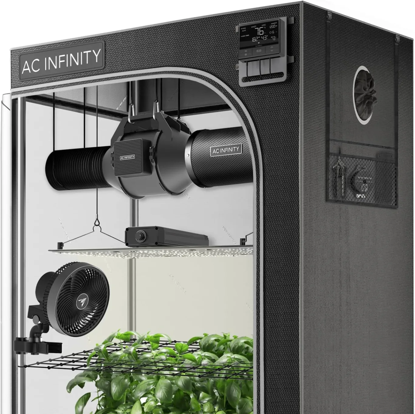 AC Infinity Advance Grow Zelt-System 60 x 120 x180 cm – 2-Pflanzen-Growset mit WLAN-Steuerung, automatisierter Belüftung und Vollspektrum Samsung LM301H LED Grow Light, 2000D Mylar-Zelt - Bild 1