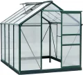 Outsunny Gewächshaus Aluminium Treibhaus mit Dachfenster Tür 190 x 252 x 201 cm Pflanzenhaus mit Fundament begehbares Tomatenhaus Witterungsbeständig Polycarbonat Grün+Transparent - Thumbnail 1