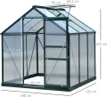 Outsunny Gewächshaus Aluminium Treibhaus mit Dachfenster Tür 190 x 192 x 201 cm Pflanzenhaus mit Fundament begehbares Tomatenhaus Witterungsbeständig Polycarbonat Grün+Transparent - Thumbnail 7