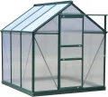 Outsunny Gewächshaus Aluminium Treibhaus mit Dachfenster Tür 190 x 192 x 201 cm Pflanzenhaus mit Fundament begehbares Tomatenhaus Witterungsbeständig Polycarbonat Grün+Transparent - Thumbnail 1