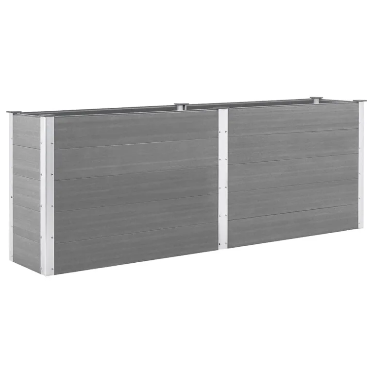 vidaXL Garten Hochbeet Pflanzkasten Pflanzbeet Gemüsebeet Blumenbeet Blumenkasten Frühbeet Gartenbeet Blumenkübel Pflanzkübel 200x50x54cm WPC Grau – Bild 9