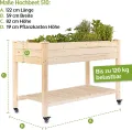 zooprinz Premium Hochbeet mit praktischen Rollen – aus massivem Kiefernholz – perfekt für Garten/Terrasse/Balkon – mit Stabiler Ablage und Innenvlies – Hochbeet XXL - Thumbnail 5