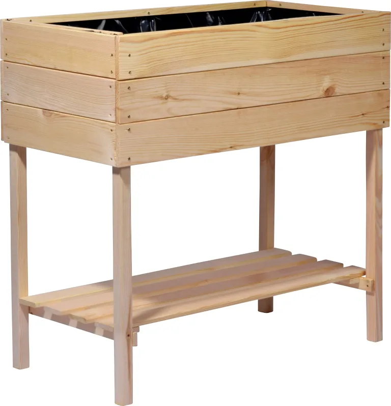 dobar 58176FSCe breites Hochbeet aus Holz mit Ablageboden - Frühbeet Bausatz für Gemüse - Kräuter im Garten und Balkon - L (80 x 40 x 78 cm)- Natur – Bild 1
