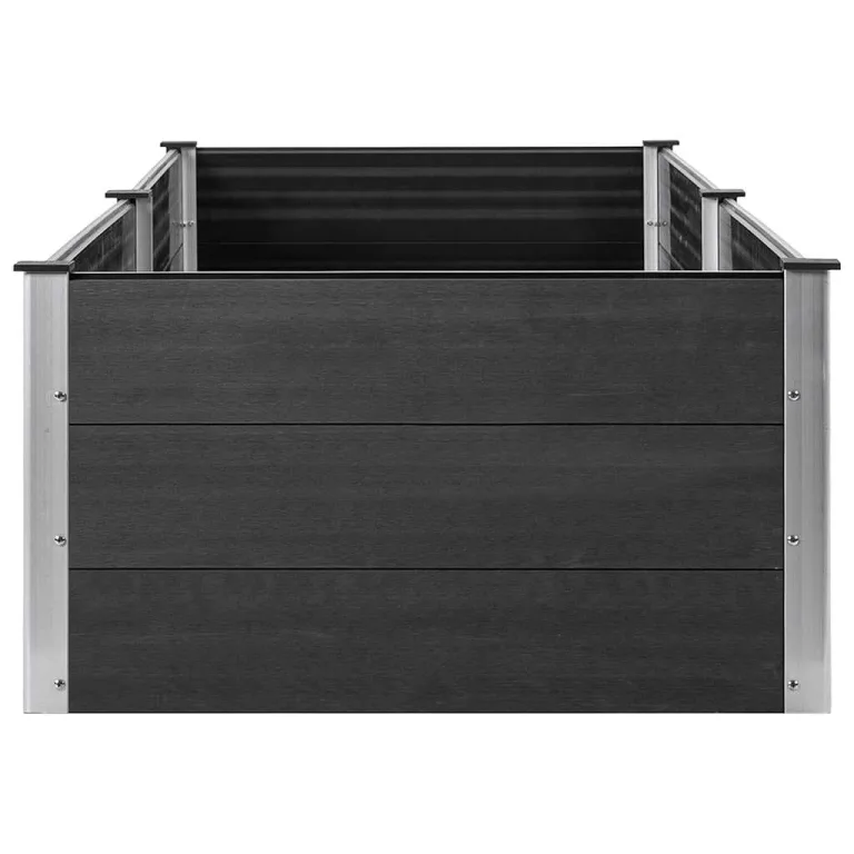 vidaXL Garten Hochbeet Pflanzbeet Gemüsebeet Pflanzkasten Blumenbeet Blumenkasten Blumenkübel Pflanzkübel Frühbeet 200x100x54cm WPC Grau – Bild 8