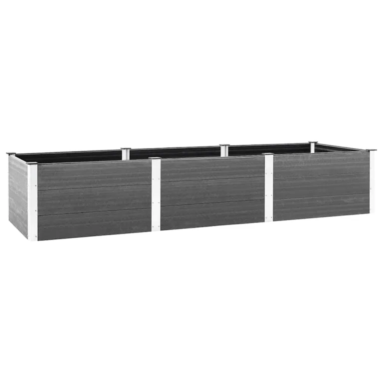 vidaXL Garten Hochbeet Pflanzbeet Gemüsebeet Pflanzkasten Blumenbeet Blumenkasten Blumenkübel Pflanzkübel Frühbeet 200x100x54cm WPC Grau – Bild 10