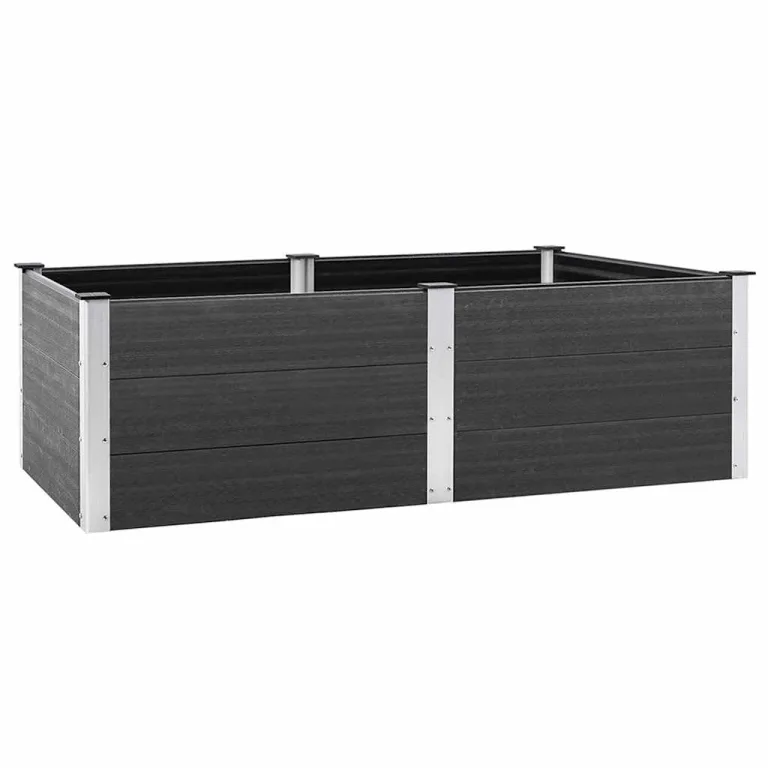 vidaXL Garten Hochbeet Pflanzbeet Gemüsebeet Pflanzkasten Blumenbeet Blumenkasten Blumenkübel Pflanzkübel Frühbeet 200x100x54cm WPC Grau – Bild 1