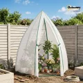 Outsunny Mini Gewächshaus Überwinterungszelt für Pflanzen mit Rolltür Garten Balkon Winterschutz Weiß 160 x 140 x 180 cm - Thumbnail 2