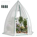 Outsunny Mini Gewächshaus Überwinterungszelt für Pflanzen mit Rolltür Garten Balkon Winterschutz Weiß 160 x 140 x 180 cm - Thumbnail 1