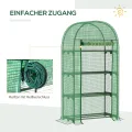 Outsunny Foliengewächshaus Balkon mit 4 Ablagen Mini Gewächshaus Treibhaus Tomatenhaus Pflanzenhaus Frühbeet Metall Grün 80 x 49 x 160 cm - Thumbnail 4