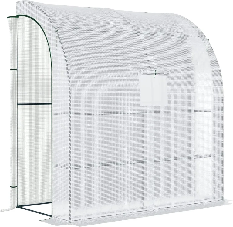 Outsunny Foliengewächshaus Tomatengewächshaus mit Mesh Fenster, Treibhaus mit aufrollbaren Türen, Anzuchthaus mit UV Schutz, Weiß, 200 x 100 x 215 cm – Bild 1