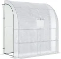 Outsunny Foliengewächshaus Tomatengewächshaus mit Mesh Fenster, Treibhaus mit aufrollbaren Türen, Anzuchthaus mit UV Schutz, Weiß, 200 x 100 x 215 cm - Thumbnail 1