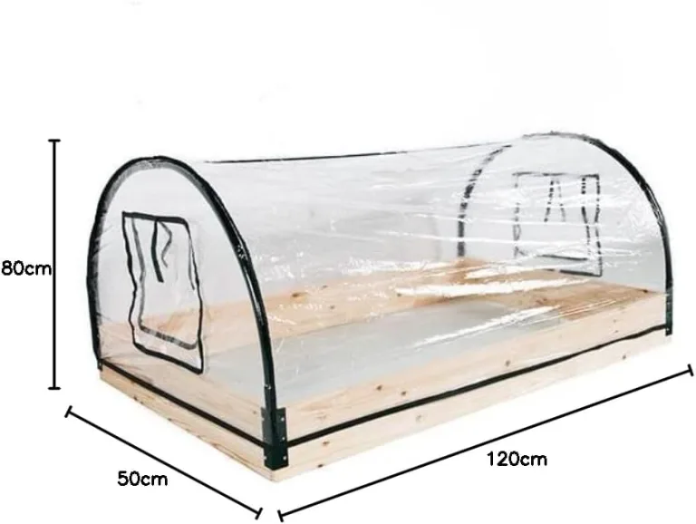 Frühbeet mit Holzrahmen - 120 x 80 cm - Foliengewächshaus mit Metallrahmen - Treibhaus Gewächshaus Pflanzen Anzucht Beet mit Fenstern Transparent – Bild 2