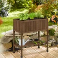 Relaxdays Hochbeet, Folie, Ablage, HxBxT: 80 x 74 x 38 cm, Garten, Balkon & Terrasse, Pflanztisch, Tannenholz, braun - Thumbnail 2
