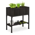 Relaxdays Hochbeet, Folie, Ablage, HxBxT: 80 x 74 x 38 cm, Garten, Balkon & Terrasse, Pflanztisch, Tannenholz, weiß - Thumbnail 9