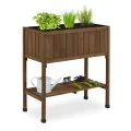 Relaxdays Hochbeet, Folie, Ablage, HxBxT: 80 x 74 x 38 cm, Garten, Balkon & Terrasse, Pflanztisch, Tannenholz, weiß - Thumbnail 10