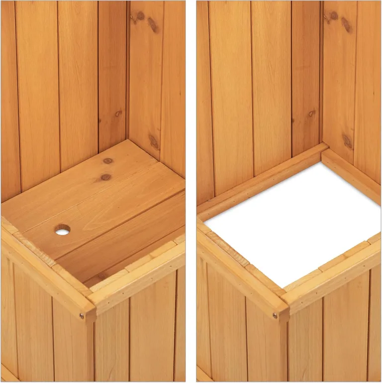 Relaxdays Hochbeet, gestuft, 4 Pflanzkästen, Garten, Balkon, Terrasse; Pflanzbeet aus Holz, HxBxT: 61x81x81 cm, Natur – Bild 7