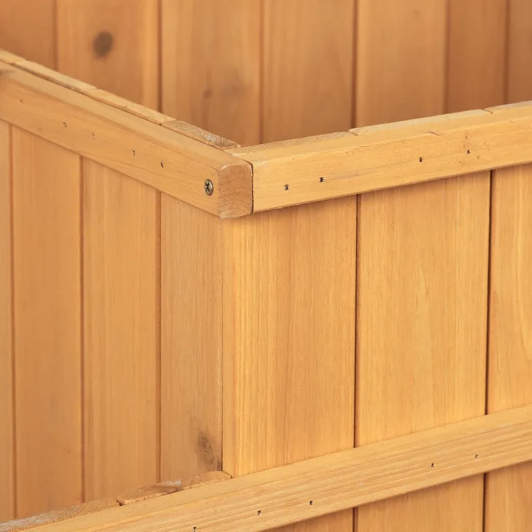 Relaxdays Hochbeet, gestuft, 4 Pflanzkästen, Garten, Balkon, Terrasse; Pflanzbeet aus Holz, HxBxT: 61x81x81 cm, Natur – Bild 8