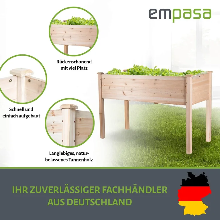 empasa Hochbeet Blumenkasten Kräuterbeet Frühbeet Pflanzkübel Pflanzkasten aus Holz für Garten, Balkon und Terrasse, Ausführung:Raise 1-125 x 59 x 76 cm – Bild 3