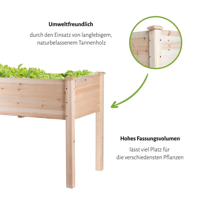 empasa Hochbeet Blumenkasten Kräuterbeet Frühbeet Pflanzkübel Pflanzkasten aus Holz für Garten, Balkon und Terrasse, Ausführung:Raise 1-125 x 59 x 76 cm – Bild 6
