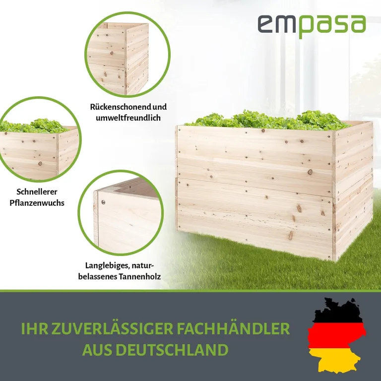 empasa Hochbeet Blumenkasten Kräuterbeet Frühbeet Pflanzkübel Pflanzkasten aus Holz für Garten, Balkon und Terrasse, Ausführung:KUUBI L - 117 x 77 x 78 cm – Bild 2