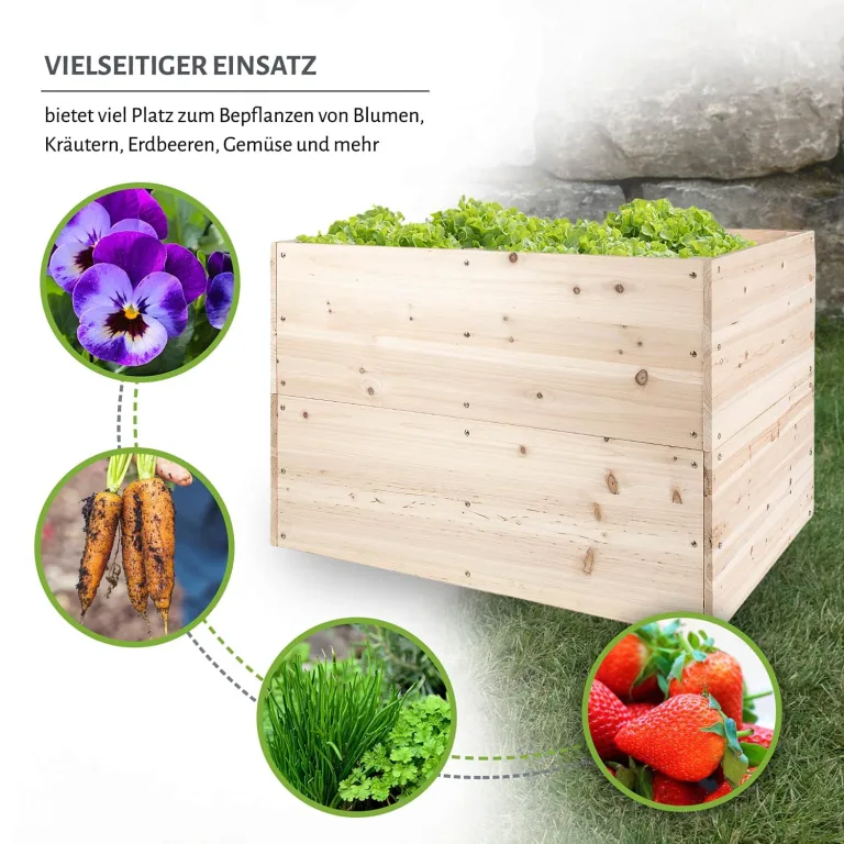 empasa Hochbeet Blumenkasten Kräuterbeet Frühbeet Pflanzkübel Pflanzkasten aus Holz für Garten, Balkon und Terrasse, Ausführung:KUUBI L - 117 x 77 x 78 cm – Bild 3
