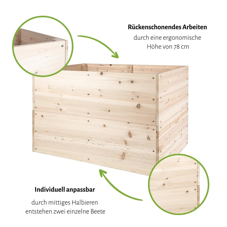 empasa Hochbeet Blumenkasten Kräuterbeet Frühbeet Pflanzkübel Pflanzkasten aus Holz für Garten, Balkon und Terrasse, Ausführung:KUUBI L - 117 x 77 x 78 cm – Bild 4