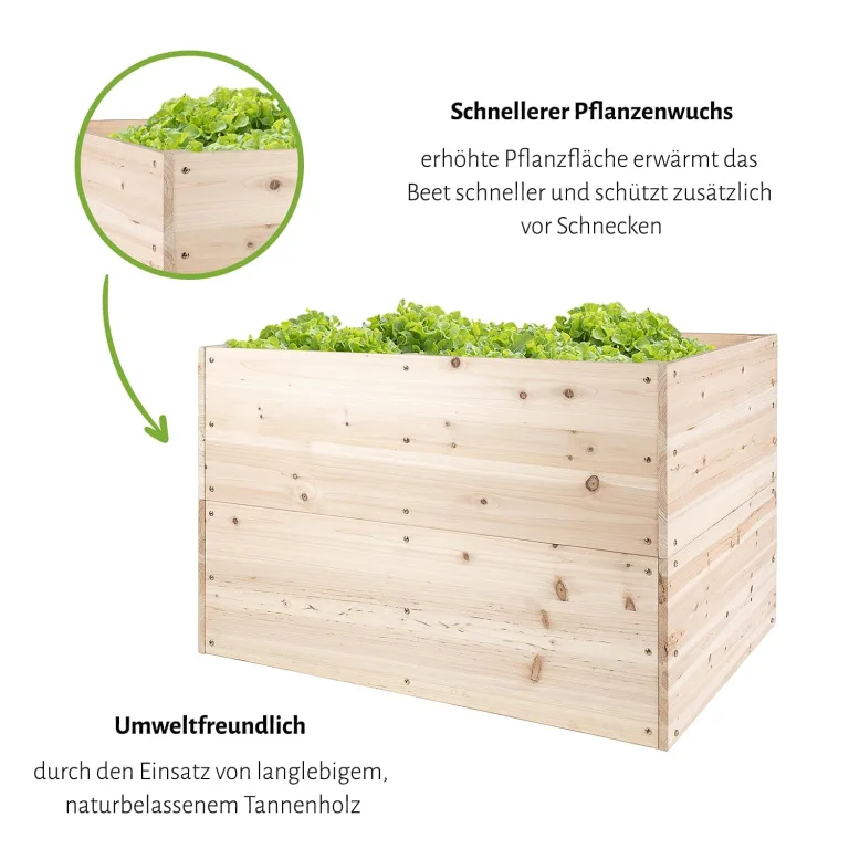empasa Hochbeet Blumenkasten Kräuterbeet Frühbeet Pflanzkübel Pflanzkasten aus Holz für Garten, Balkon und Terrasse, Ausführung:KUUBI L - 117 x 77 x 78 cm – Bild 5