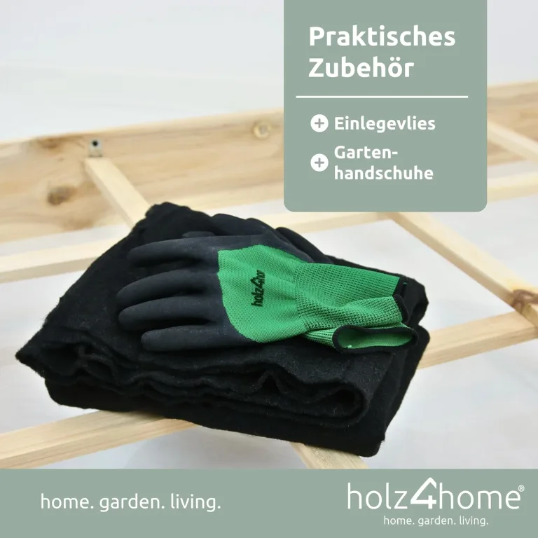 holz4home® Gemüsebeet aus Tannenholz I 115x80x68 cm I Treibhaus mit Abnehmbarer Folie I inkl. Gartenhandschuhe & Einlegevlies I Frühbeet Anzuchtbeet Gartenbeet Blumenbeet Hochbeet – Bild 6