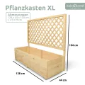 holz4home® Pflanzkasten mit Rankgitter XL aus Kiefernholz I 44x128x104 cm I inkl. Gartenhandschuhe & Vlies I Pflanzkübel mit Spalier I Hochbeet für Balkon als Sichtschutz I Blumenkasten - Thumbnail 6