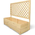holz4home® Pflanzkasten mit Rankgitter XL aus Kiefernholz I 44x128x104 cm I inkl. Gartenhandschuhe & Vlies I Pflanzkübel mit Spalier I Hochbeet für Balkon als Sichtschutz I Blumenkasten - Thumbnail 8
