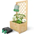 holz4home® Pflanzkasten mit Rankgitter XL aus Kiefernholz I 44x128x104 cm I inkl. Gartenhandschuhe & Vlies I Pflanzkübel mit Spalier I Hochbeet für Balkon als Sichtschutz I Blumenkasten - Thumbnail 9
