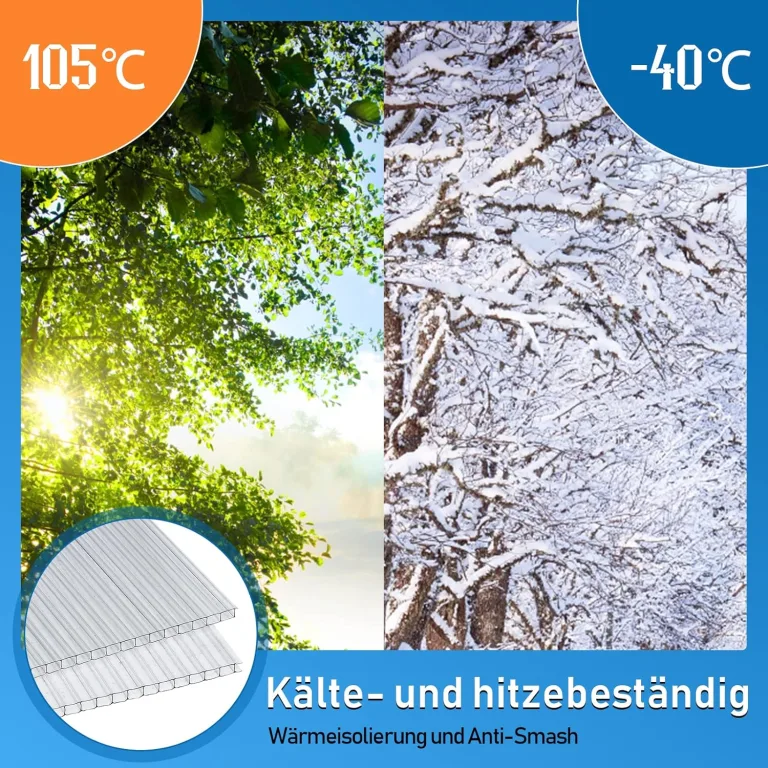 Hohlkammerstegplatten für Gewächshaus Garten Treibhaus Ersatzplatten 14x Polycarbonat Doppelstegplatte (1210 x 605 x 4mm) =10,25 m² – Bild 6