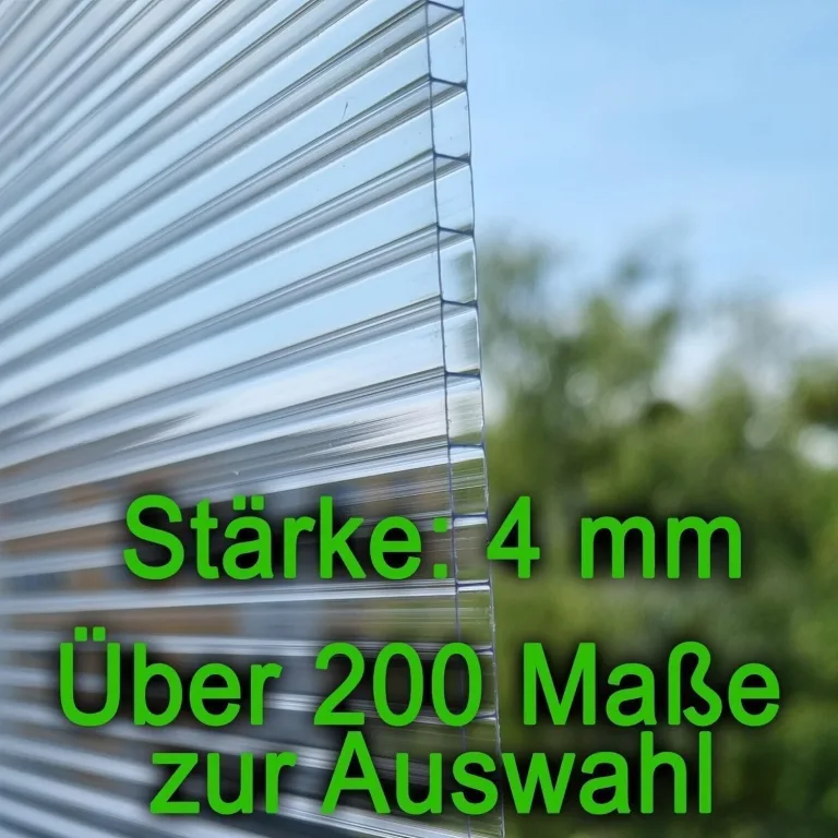 AtHaus® Polycarbonat Hohlkammerstegplatten | Zuschnitt nach Maß | 1130 x 620 mm | 4 mm Stärke | UV-beständig, wetterfest & transparent | Stoßfeste Doppelstegplatte als Gewächshausplatte – Bild 3