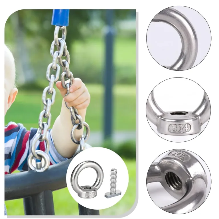 Ringmuttern M8 Augenmutter Ösenmutter Edelstahl mit Hammerkopfschraube Ringösen Schaukelhaken 5 Stück für Edelstahl Pflanzenhalter Gewächshaus Zubehör – Bild 4