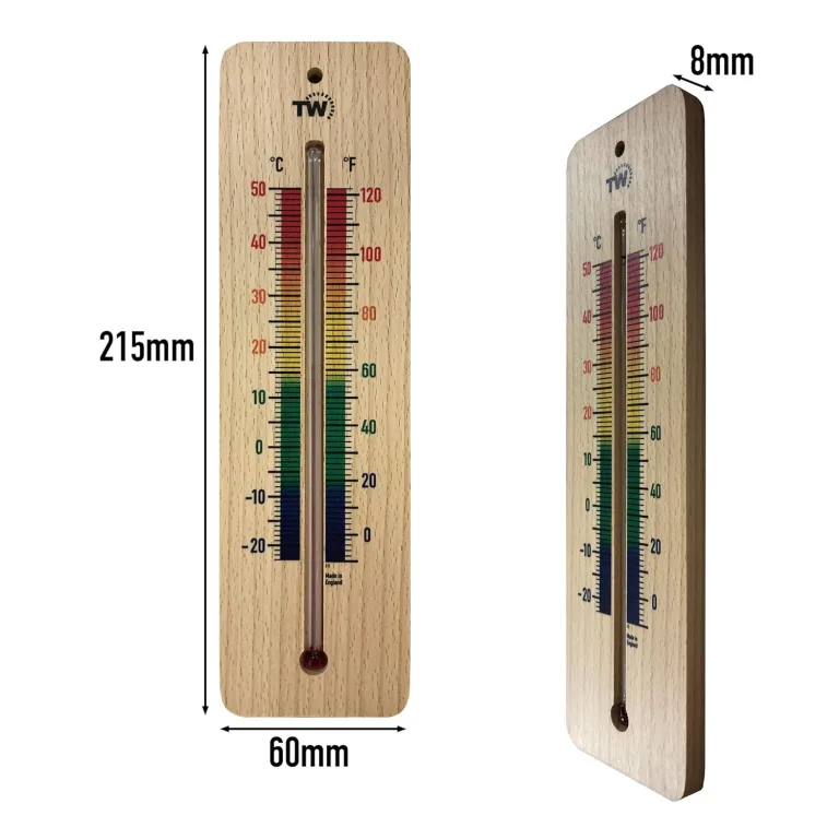 Holzthermometer für den Innenbereich, traditionelles Raumtemperatur-Thermometer, 215 mm, ideal für Zuhause, Büro, Kinderzimmer, Gewächshaus, Schuppen oder Garage, Holz, Wandthermometer, mehrfarbig – Bild 3