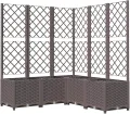 vidaXL Pflanzkübel mit Rankgitter Blumenkübel Pflanzkasten Blumentopf Blumenkasten Rankhilfe Spalier Gartenspalier Braun 120x120x136cm PP - Thumbnail 1