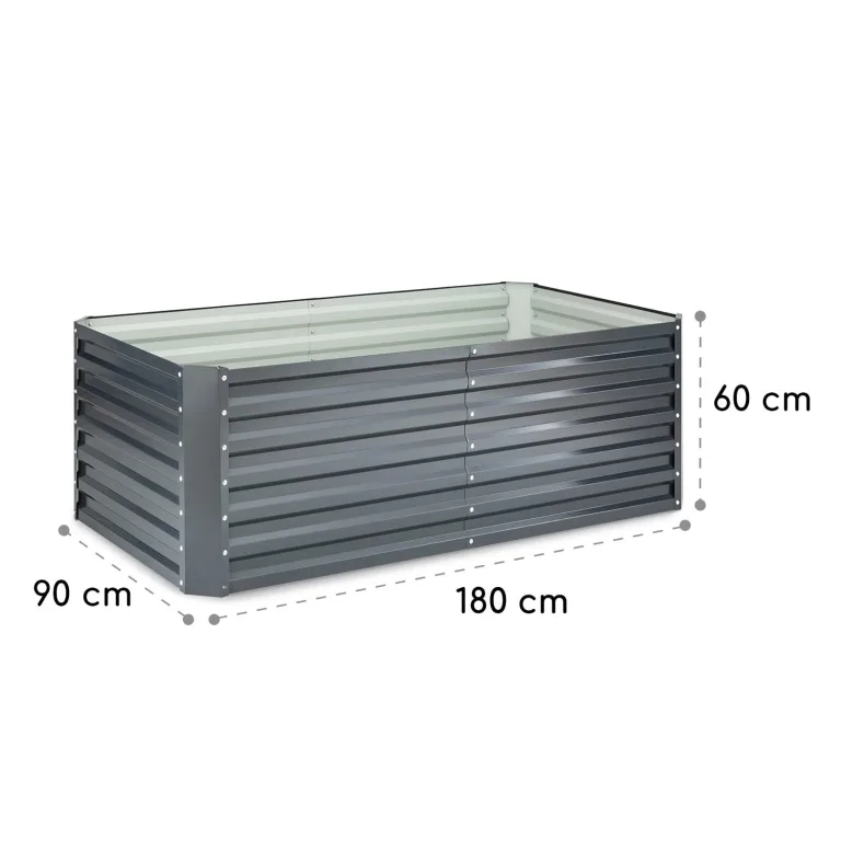 blumfeldt Hochbeet - Großes Kräuterbeet mit Einfachem Aufbau für Garten & Balkon, Freistehendes Gemüsebeet für Blumen, Obst & Gemüse aus Metall, Gartenbeet 180 x 60 x 90 cm, Grau – Bild 7