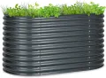 blumfeldt Hochbeet, Großes Kräuterbeet Einfacher Aufbau, Garten & Balkon, Freistehendes Gemüsebeet für Blumen, Obst & Gemüse, aus Metall, Gartenbeet 160 x 80 x 80 cm, Grau - Thumbnail 1