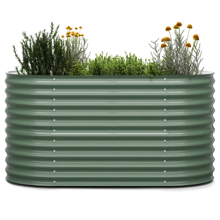 blumfeldt Hochbeet, Großes Kräuterbeet Einfacher Aufbau, Garten & Balkon, Freistehendes Gemüsebeet für Blumen, Obst & Gemüse, aus Metall, Gartenbeet 200 x 80 x 100 cm, Grau – Bild 8