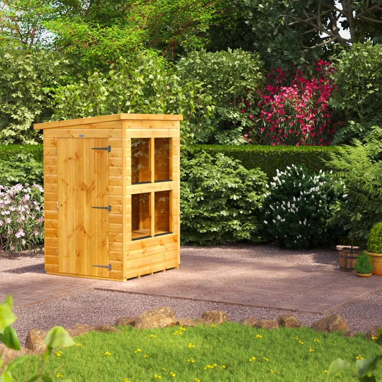 Powersheds Hochwertige Grad Pultdach Holz-Gewächshaus mit Sicherheitsfunktionen, PVC-Fensterbänke, Tür & Fenster anpassbar, aus 12 mm extra dickem Gradsholz & gehärtetem Glas – Bild 4