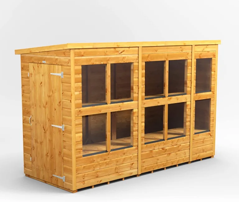 Powersheds Hochwertige Grad Pultdach Holz-Gewächshaus mit Sicherheitsfunktionen, PVC-Fensterbänke, Tür & Fenster anpassbar, aus 12 mm extra dickem Gradsholz & gehärtetem Glas – Bild 5