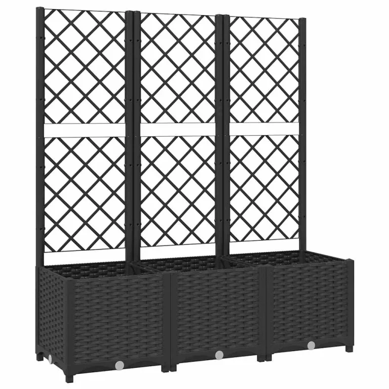 vidaXL Pflanzkasten mit Spalier, PP, Schwarz, 120x40x136 cm, Hochbeet für Terrasse & Balkon, Garten, Pflanzenstütze, DIY Pflanzkasten – Bild 1